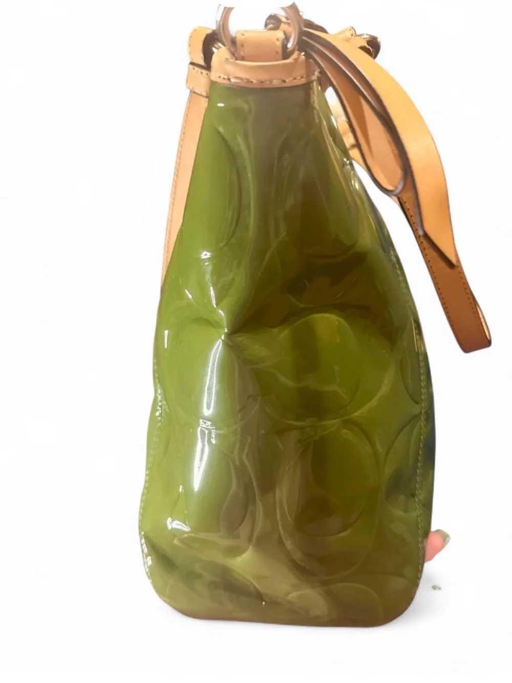 Coach Peyton Embossed Patent Leather Tote Bag F20028 Apple Green